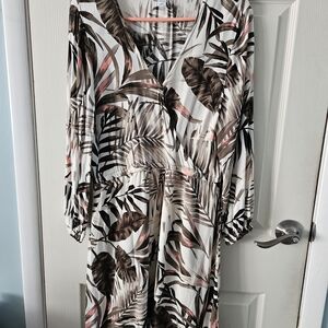 Old Navy Leaf Print Dress - Black and Brown Sz L NEVER WORN